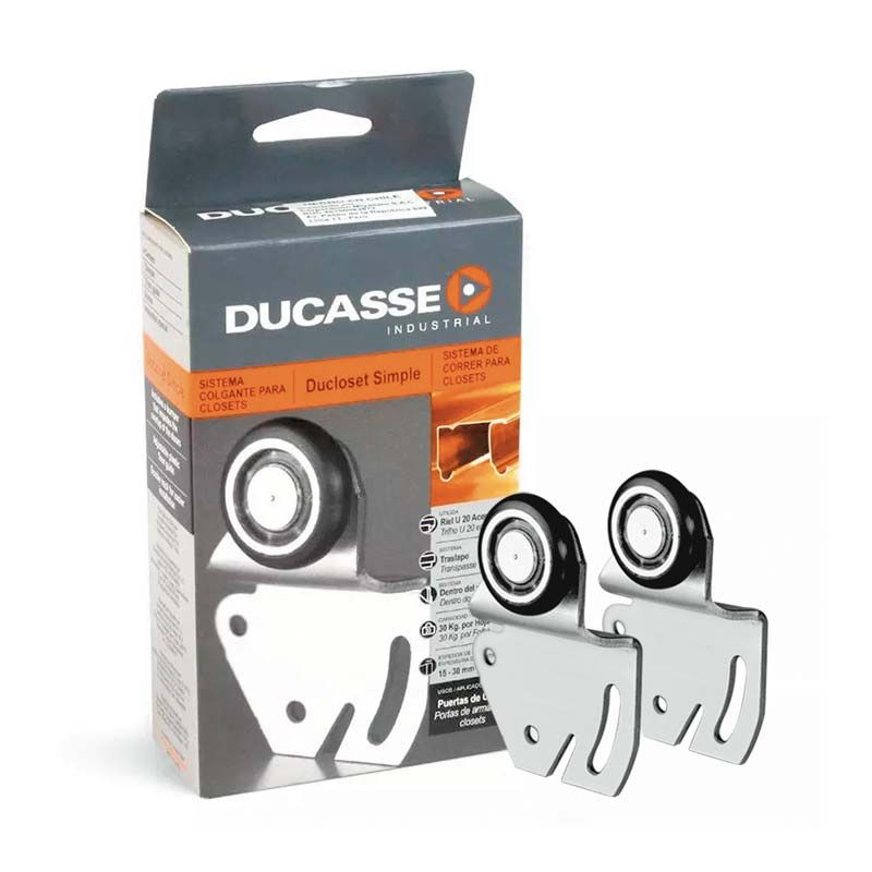 Sistema Corredizo Ducasse Ducloset Simple – Kit para Puertas de Clóset Deslizables con Guías y Riel de Aluminio