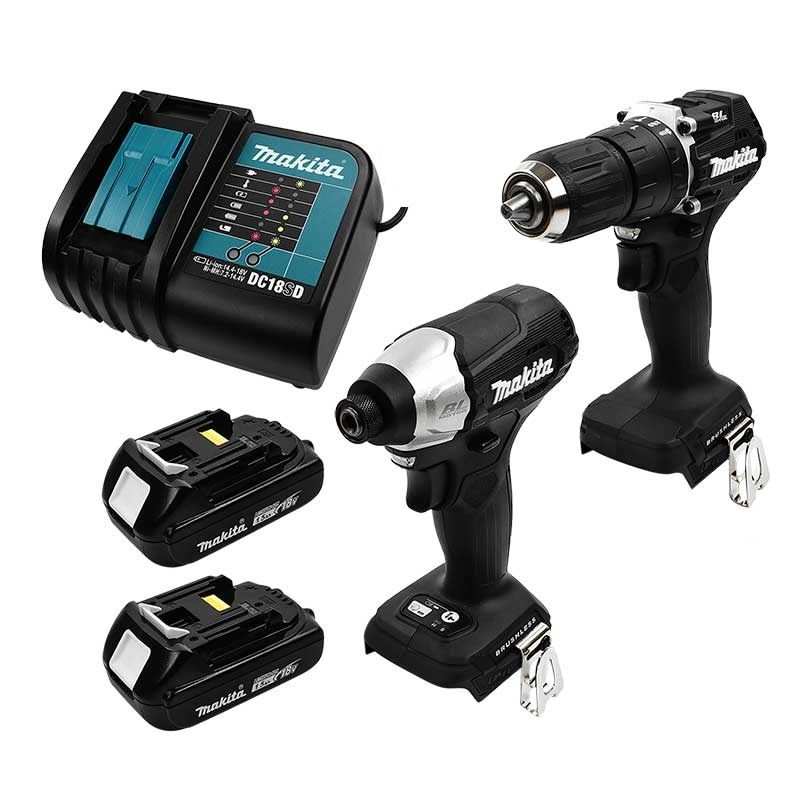 Combo Makita DLX2414YX7 con Rotomartillo DHP487 y Llave de Impacto DTD157 18V LXT Brushless con 2 Baterías, Cargador y Maletín Makpac