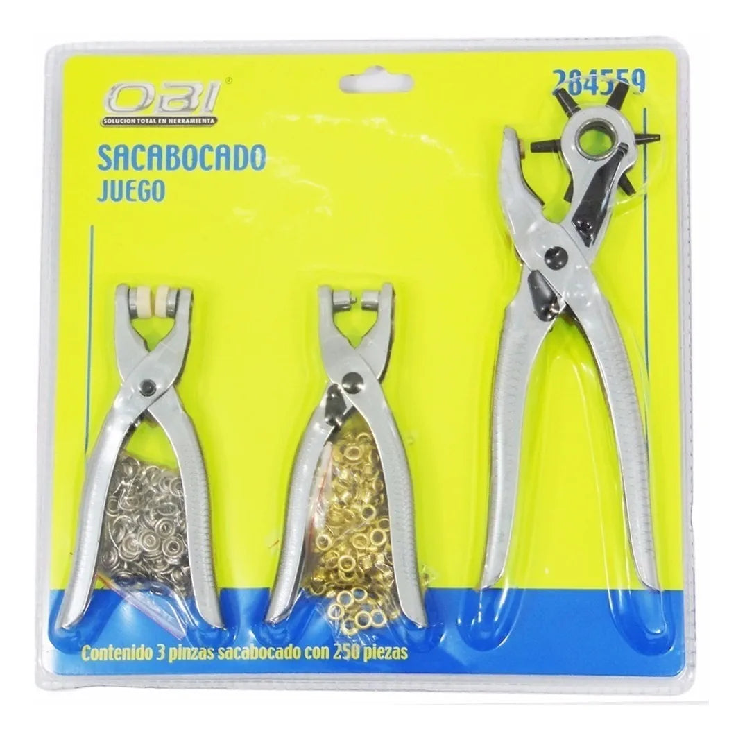Kit Sacabocados, Ojilladora Y Pinza Para Botones