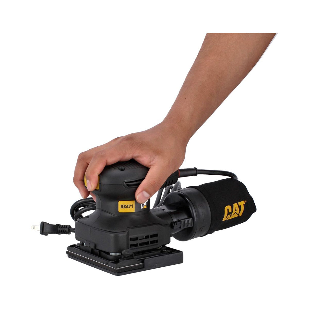 Lijadora orbital ¼ de hoja CAT DX471U 240 W – Base 103×110 mm, 15 000 rpm, extra-compacta para acabado profesional