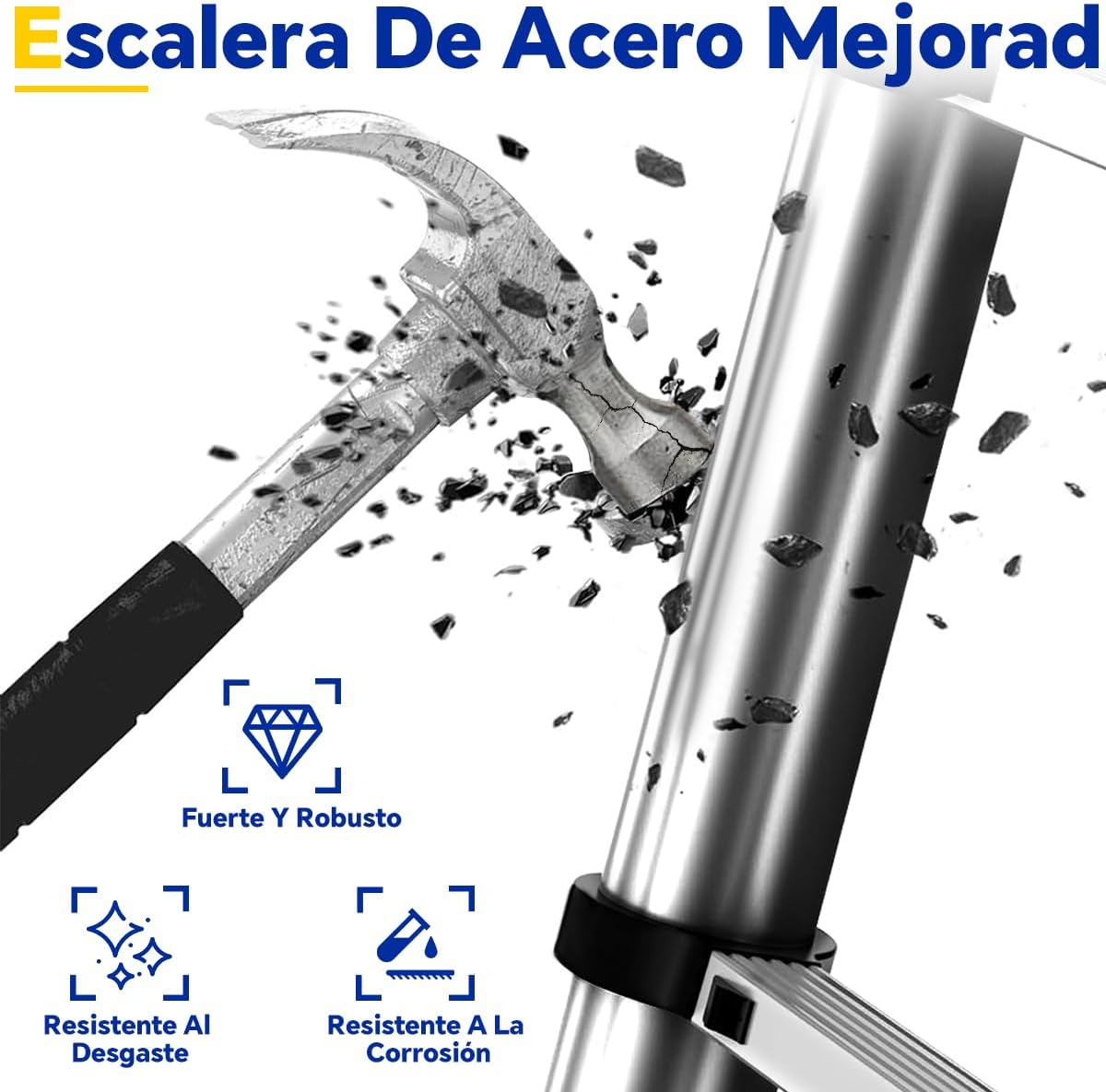 Escalera Telescópica de Aluminio 2 Metros Plegable y Portátil – Multiusos y Segura