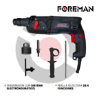 Kit de Herramientas FOREMAN FO2470 con Rotomartillo, Taladro y Esmeriladora 710W Profesional para Construcción y Bricolaje