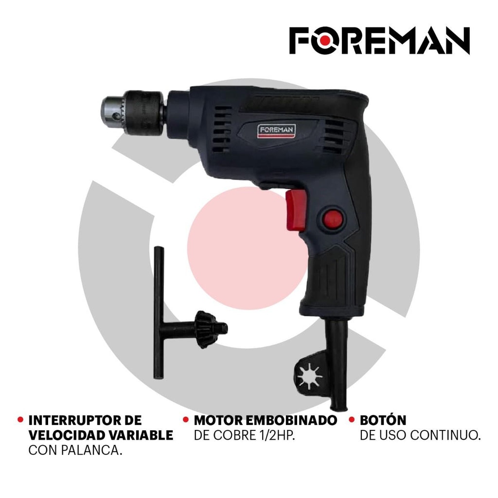 Kit de Herramientas FOREMAN FO2470 con Rotomartillo, Taladro y Esmeriladora 710W Profesional para Construcción y Bricolaje