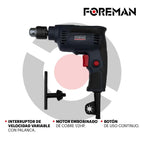 Kit de Herramientas FOREMAN FO2470 con Rotomartillo, Taladro y Esmeriladora 710W Profesional para Construcción y Bricolaje