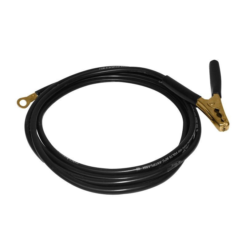 Cable de soldar negro 10 m 300 A con tenaza de tierra y conector de cobre, cable AWG 03/14
