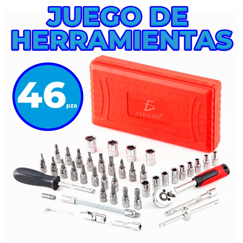 Juego de 46 Herramientas Mecánicas 1/4” con Estuche – Llaves, Dados y Extensiones Profesionales
