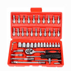 Juego de 46 Herramientas Mecánicas 1/4” con Estuche – Llaves, Dados y Extensiones Profesionales