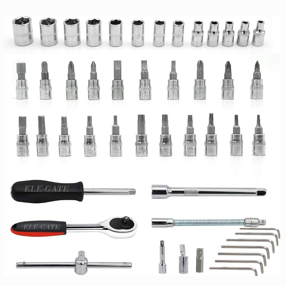 Juego de 46 Herramientas Mecánicas 1/4” con Estuche – Llaves, Dados y Extensiones Profesionales