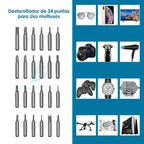 Mini Destornillador Eléctrico con 24 Puntas y 3 Luces LED – Kit Recargable Portátil de Precisión