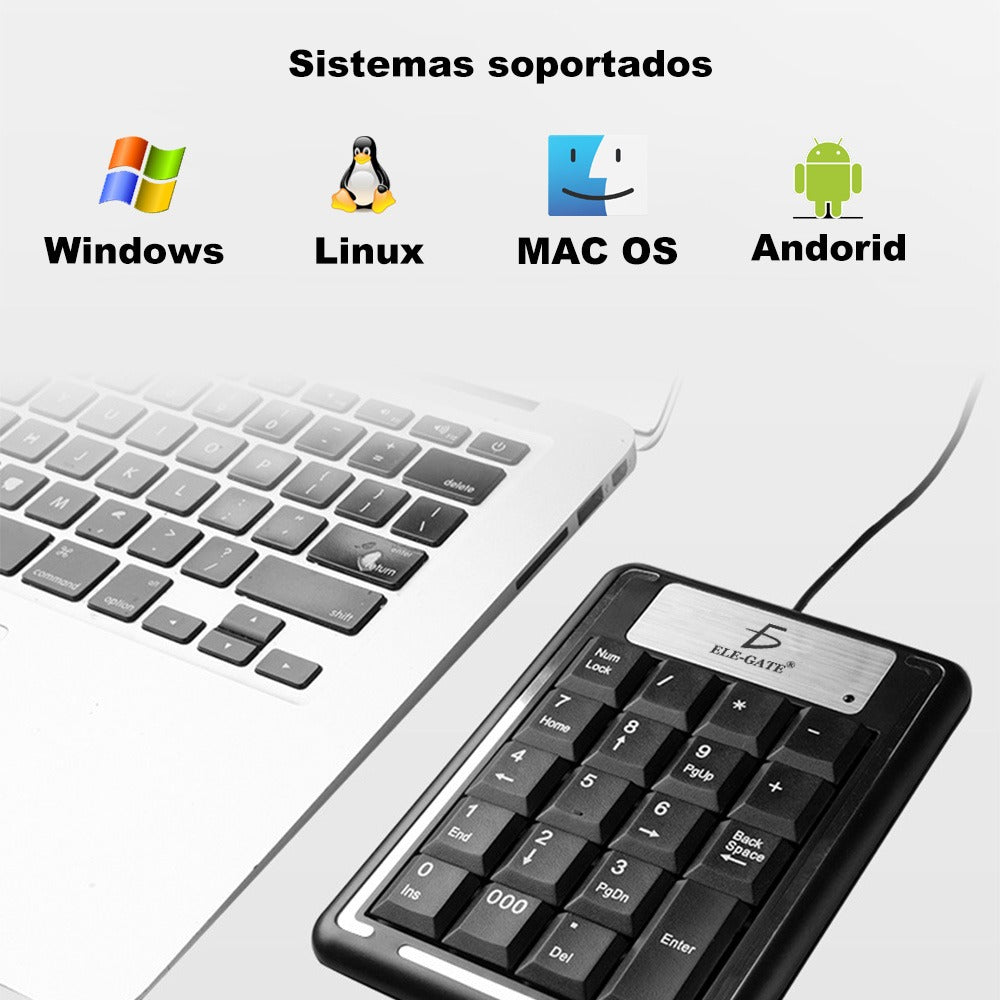 Teclado Numérico USB para PC y Laptop – Compatible con Mac y Windows, Plug & Play