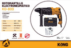 Rotomartillo Electroneumático KONG KO-800 de 900W – Profesional SDS Plus para Concreto, Metal y Madera