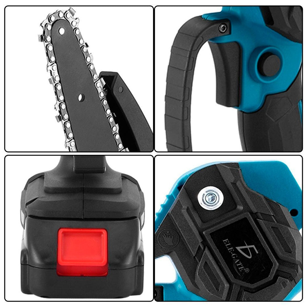 Motosierra Eléctrica Portátil Inalámbrica Mini con 2 Baterías – Sierra de Mano Recargable para Jardín y Carpintería