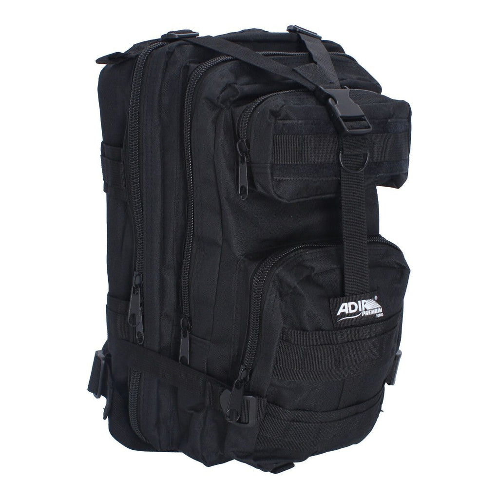 Mochila Táctica ADIR 10853 Negra de 25L – Militar, Deportiva y de Viaje con Múltiples Compartimentos