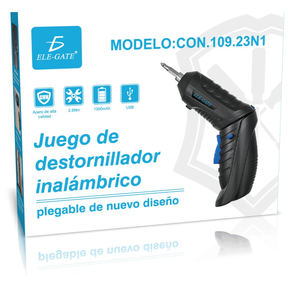 Destornillador Eléctrico Inalámbrico 3.6V con 47 Piezas – Taladro Portátil Recargable con Maletín