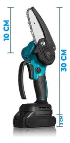 Motosierra Eléctrica Portátil Inalámbrica Mini con 2 Baterías – Sierra de Mano Recargable para Jardín y Carpintería