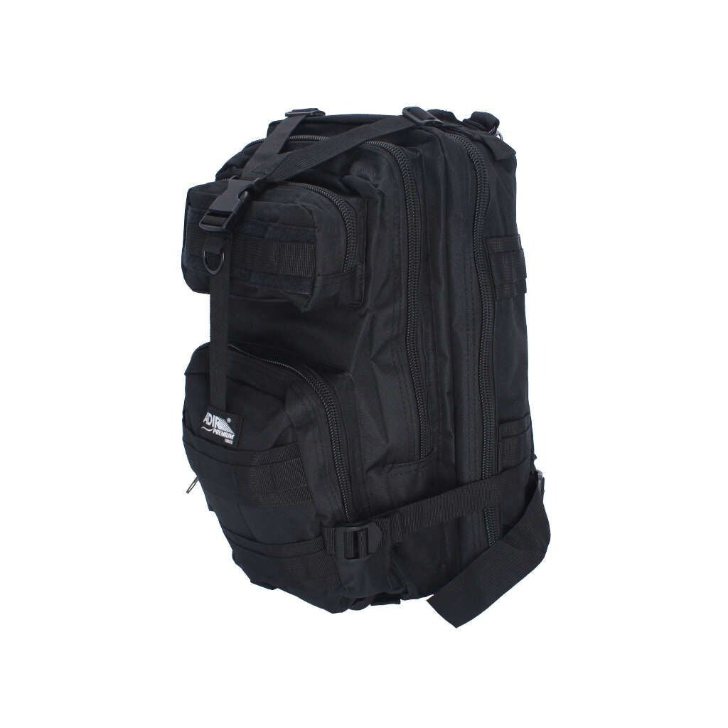 Mochila Táctica ADIR 10853 Negra de 25L – Militar, Deportiva y de Viaje con Múltiples Compartimentos