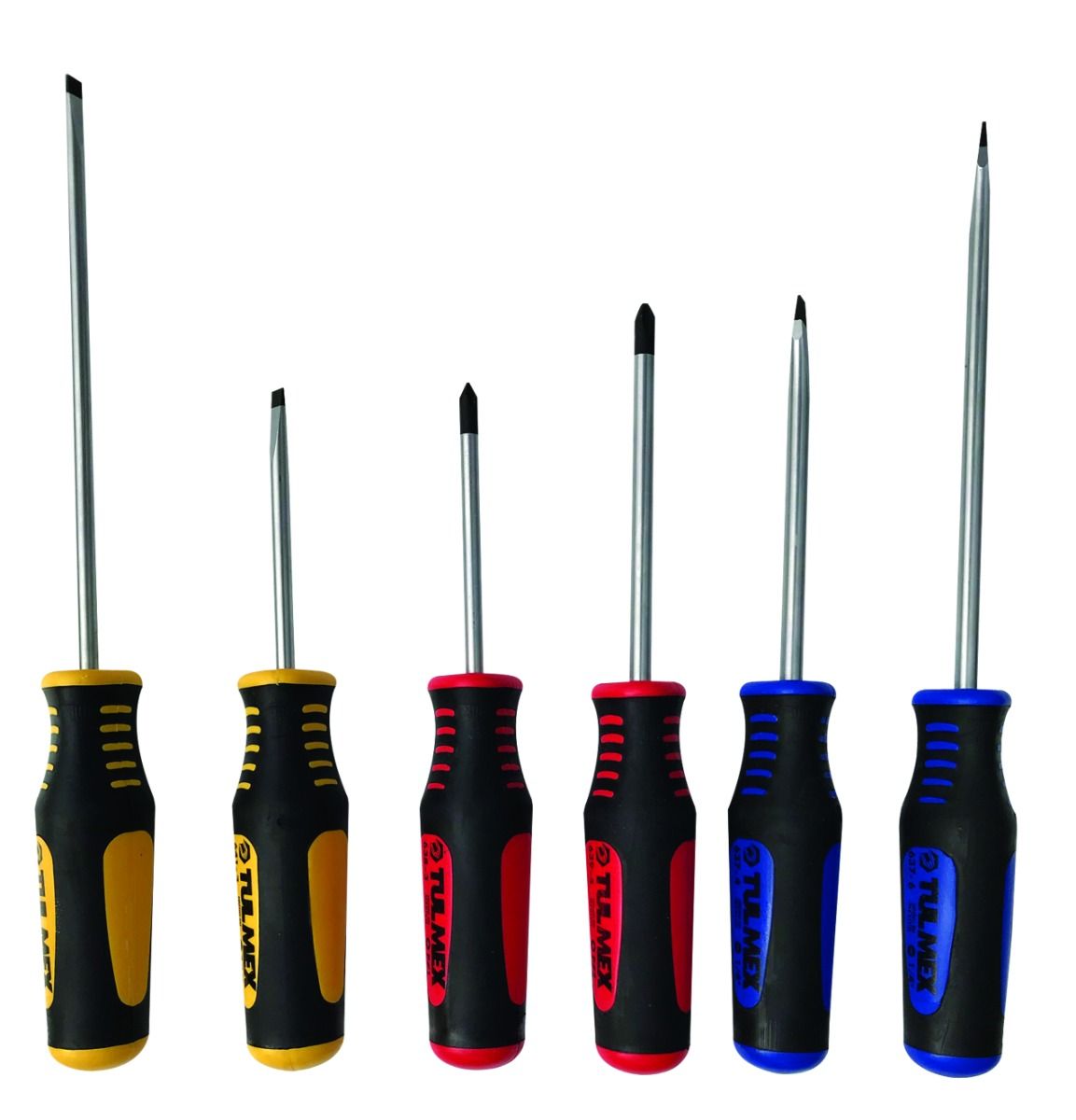 Juego de 6 Desarmadores Tulmex J642-6 | Set Plano / Phillips / Cabinet, Barra Cromada Profesional