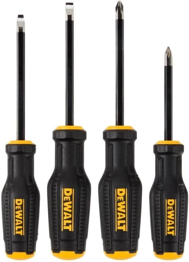 Juego de Desarmadores 4 Piezas DEWALT TOUGHSERIES DWHT65101 | Barras de S2, Punta MAX FIT®, Acabado Cromo Negro