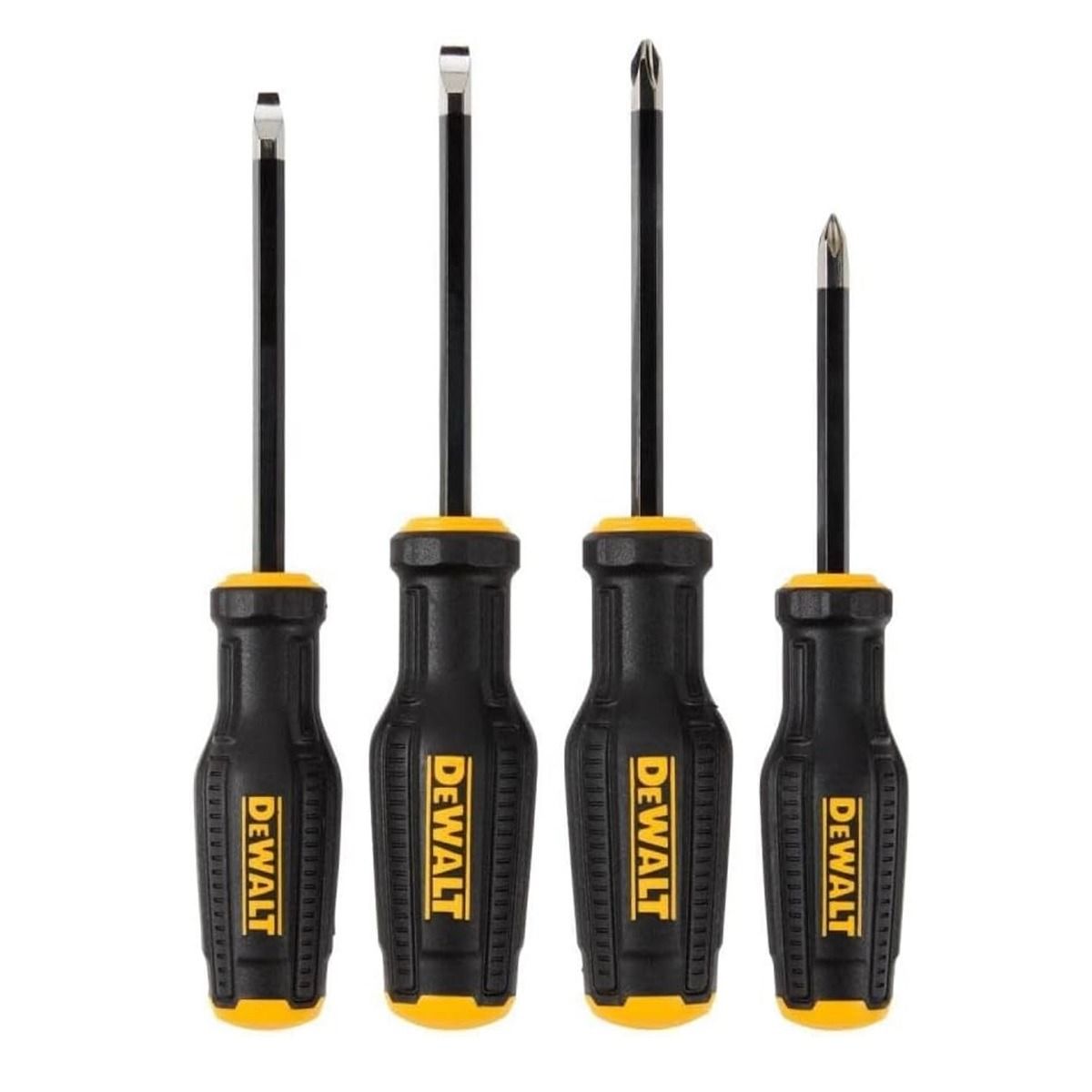 Juego de Desarmadores 4 Piezas DEWALT TOUGHSERIES DWHT65101 | Barras de S2, Punta MAX FIT®, Acabado Cromo Negro