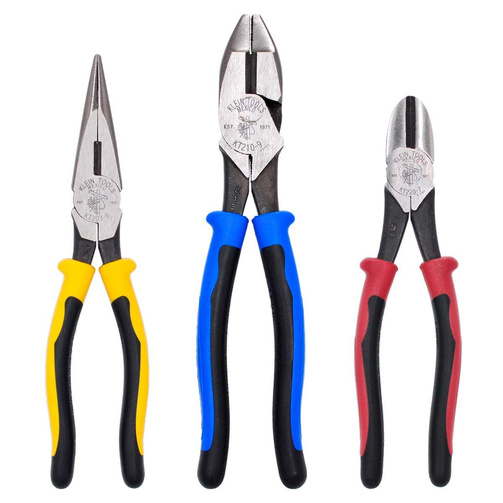 Set Profesional de 3 Pinzas para Electricista Klein Tools KTM0005 | Corte, Pelado y Sujeción Precisa