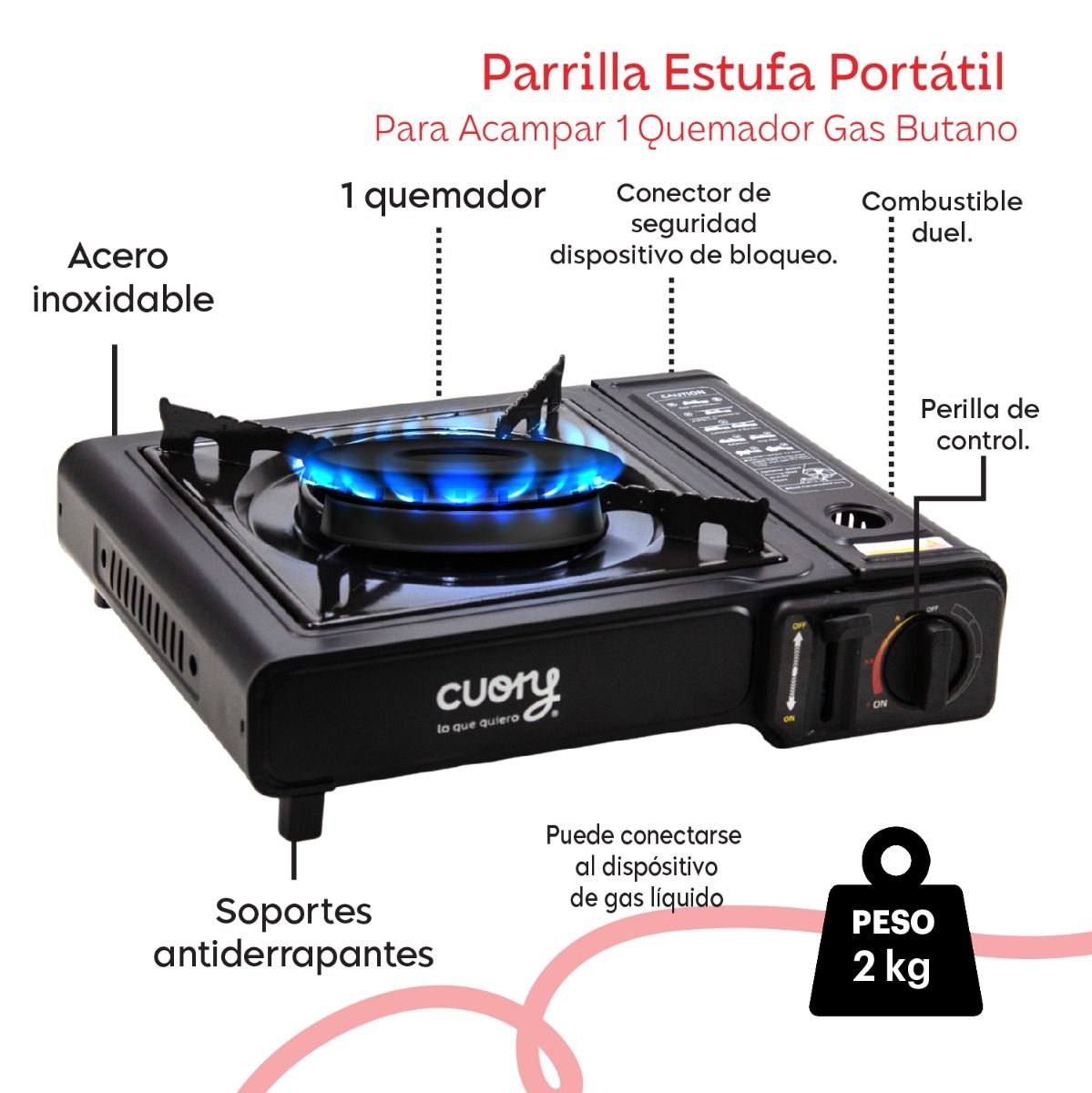 Estufa Portátil 1 Quemador Shtark | Compacta, Segura y Fácil de Usar