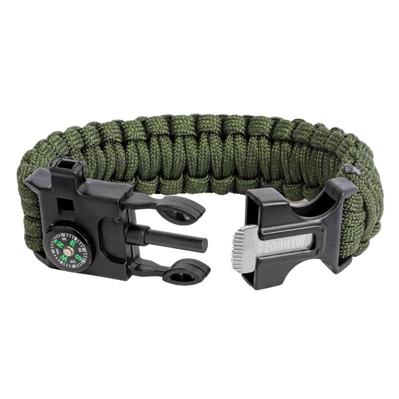 Pulsera Paracord de Supervivencia 5 en 1 Mendoza CAMP-001 – Brújula, Silbato, Pedernal, Cuchilla y Cuerda de Emergencia