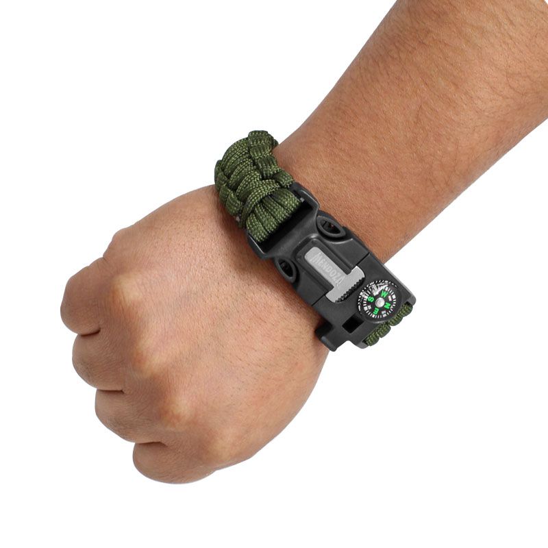 Pulsera Paracord de Supervivencia 5 en 1 Mendoza CAMP-001 – Brújula, Silbato, Pedernal, Cuchilla y Cuerda de Emergencia