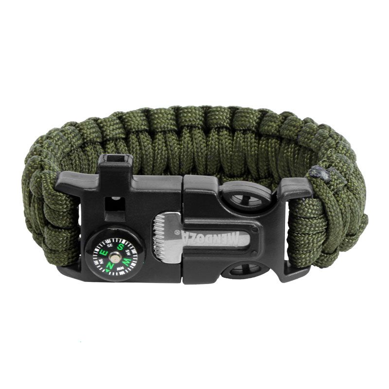 Pulsera Paracord de Supervivencia 5 en 1 Mendoza CAMP-001 – Brújula, Silbato, Pedernal, Cuchilla y Cuerda de Emergencia