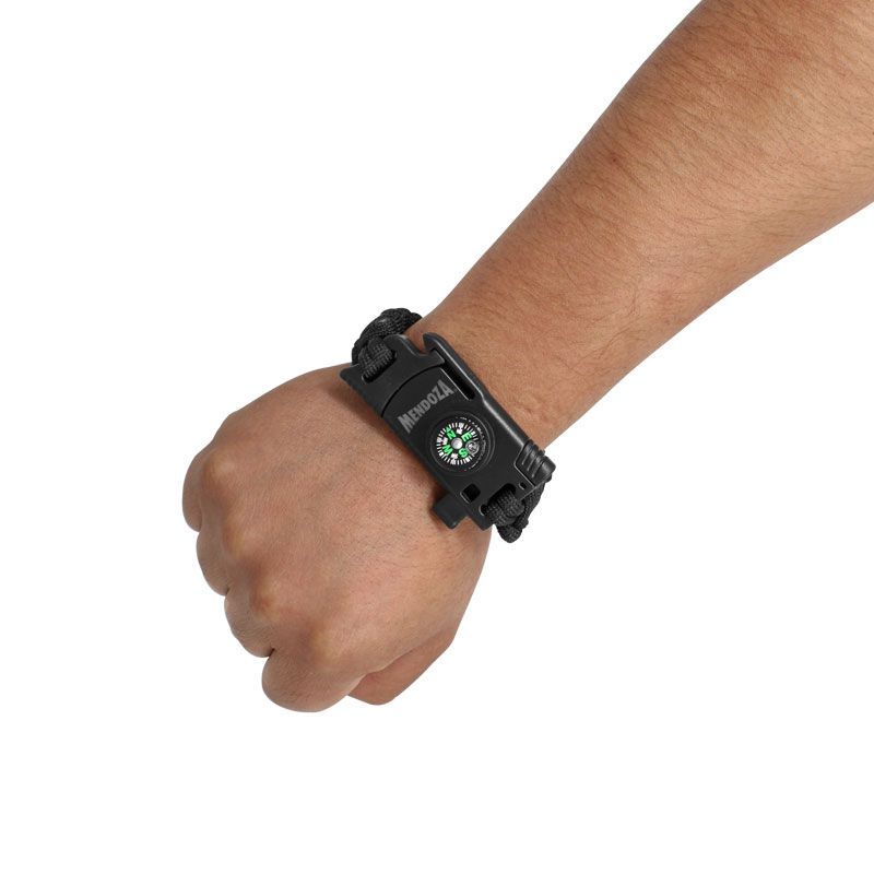 Pulsera Paracord de Supervivencia 6 en 1 Mendoza CAMP-004 – Con Brújula, Pedernal, Silbato, Cuchilla, Cuerda y Luz LED
