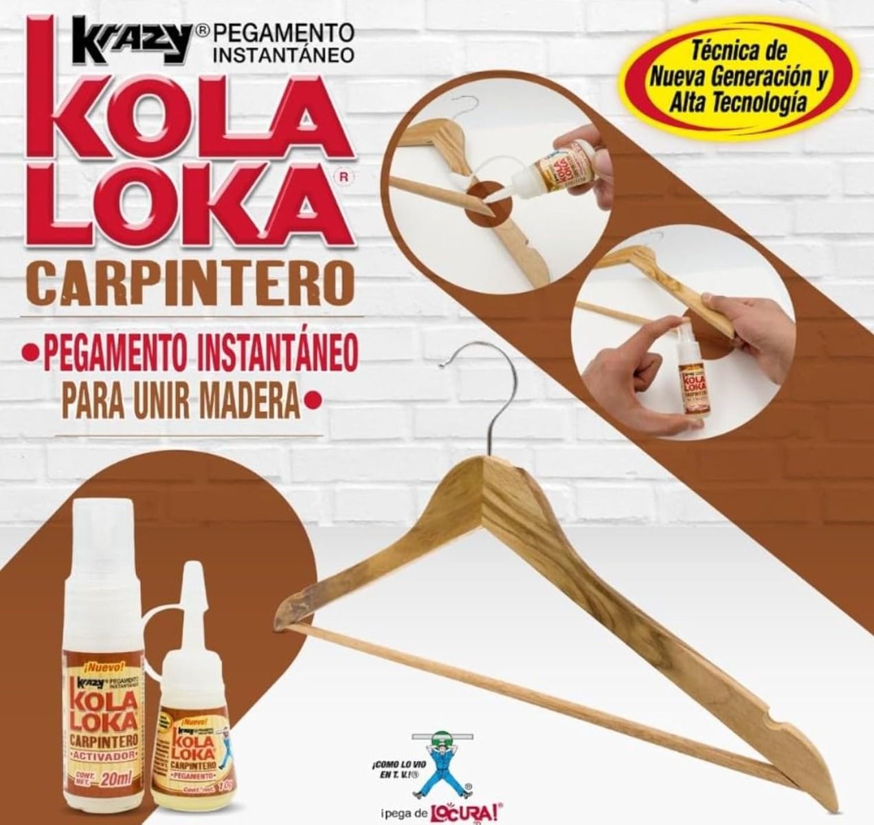 Pegamento para Madera Kola Loka 10 g + Activador 20 ml | Adhesivo Instantáneo Profesional para Carpintería y Reparaciones Rápidas