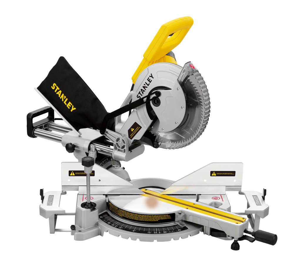 Sierra Ingleteadora Deslizante Stanley SM18 10” 1800W con Guía Láser, Brazo Telescópico y Base Metálica Profesional