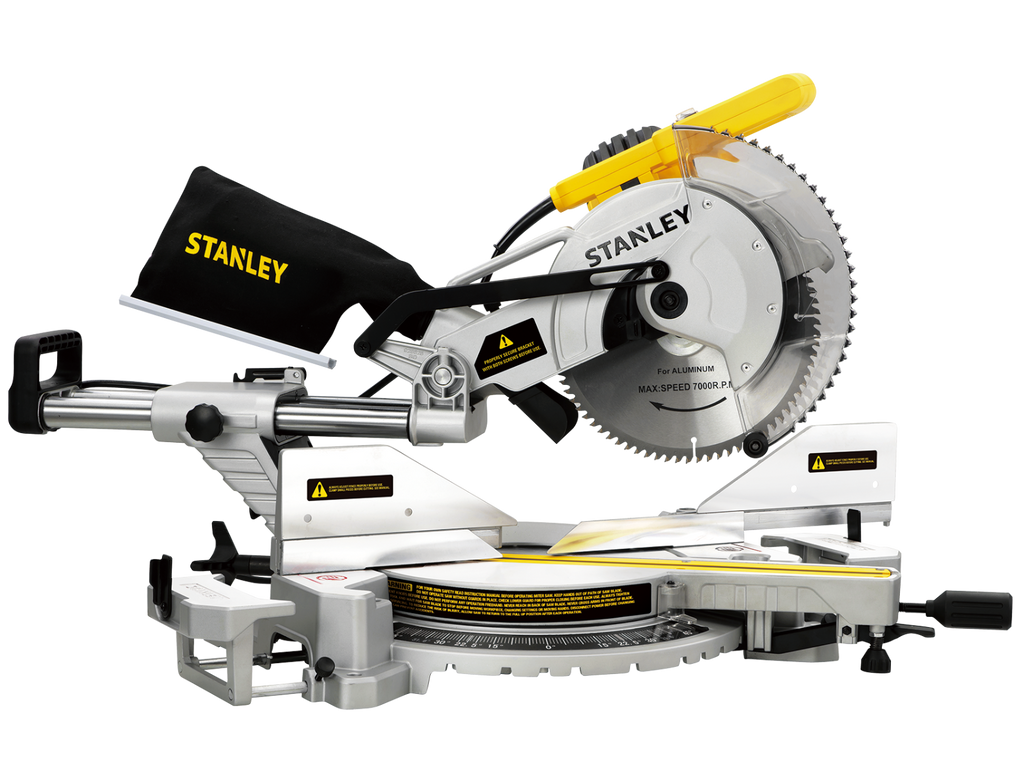 Sierra Ingleteadora Deslizante Stanley SM18 10” 1800W con Guía Láser, Brazo Telescópico y Base Metálica Profesional
