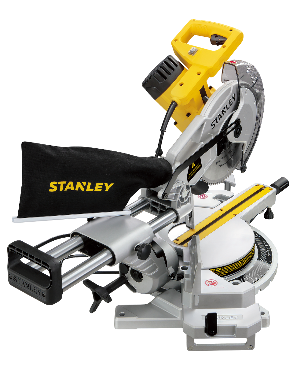 Sierra Ingleteadora Deslizante Stanley SM18 10” 1800W con Guía Láser, Brazo Telescópico y Base Metálica Profesional