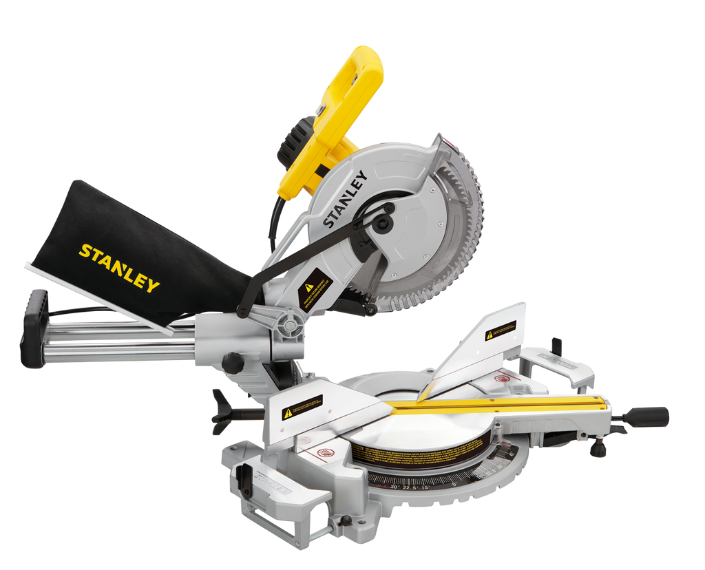 Sierra Ingleteadora Deslizante Stanley SM18 10” 1800W con Guía Láser, Brazo Telescópico y Base Metálica Profesional