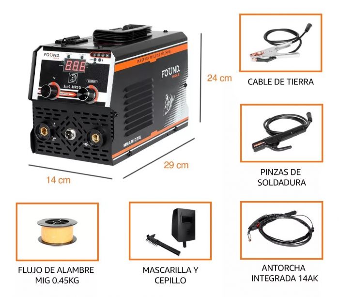 Soldadora Inversora 5 en 1 MMA / MIG / MAG / TIG 5in1-FTL Found Tools | Equipo Profesional Multifunción de Soldadura