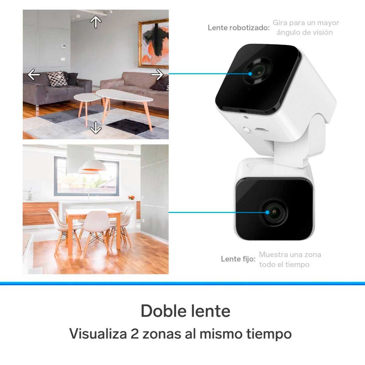 Cámara de Seguridad Wi-Fi Steren CCTV-223 – Doble Lente 2+2 Mpx, Robotizada, Visión Nocturna y Seguimiento de Movimiento Automático