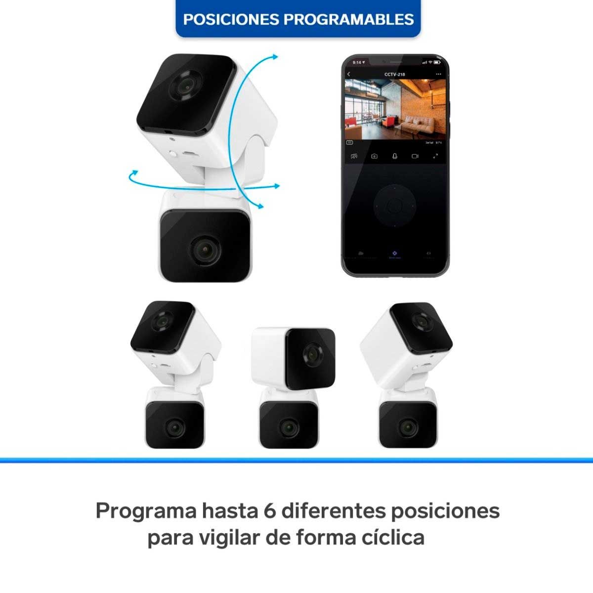 Cámara de Seguridad Wi-Fi Steren CCTV-223 – Doble Lente 2+2 Mpx, Robotizada, Visión Nocturna y Seguimiento de Movimiento Automático
