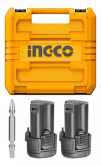 Taladro Atornillador Inalámbrico Ingco CDLI12202 12V 3/8” con 2 Baterías, Cargador Rápido y Estuche Profesional