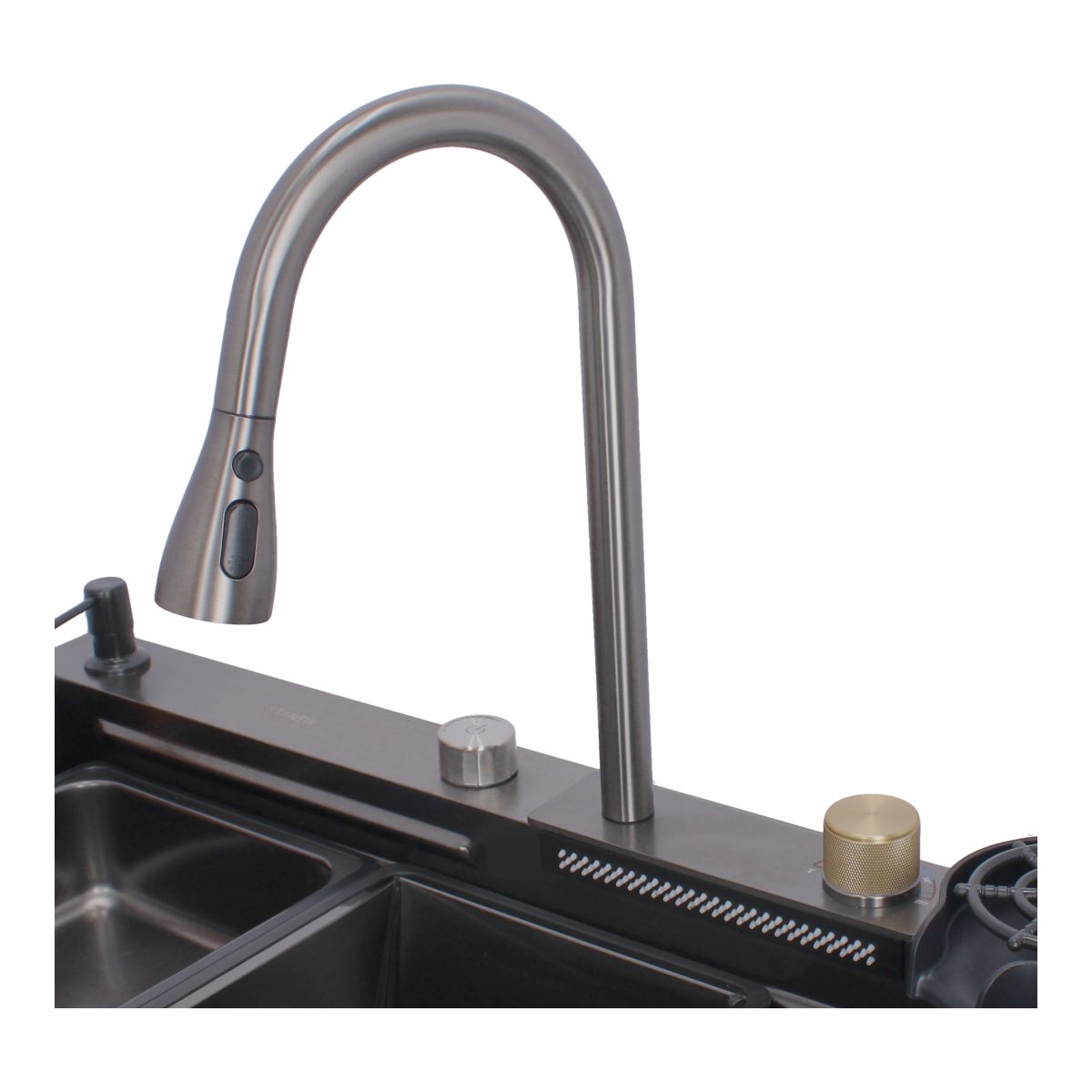 Tarja multifunción de acero inoxidable 80 × 46 cm LH8046 Stanew — Con grifo giratorio 360°, accesorios premium y diseño moderno para cocina