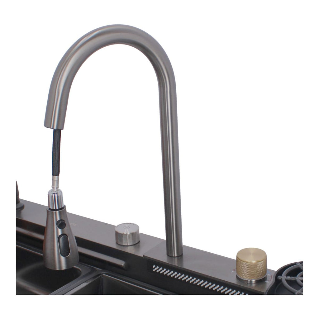 Tarja multifunción de acero inoxidable 80 × 46 cm LH8046 Stanew — Con grifo giratorio 360°, accesorios premium y diseño moderno para cocina