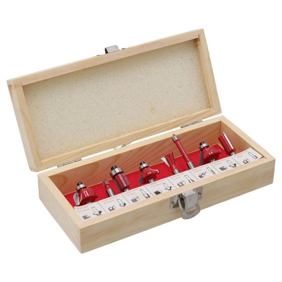 Juego de brocas de carburo para router 8 piezas ADIR 158 – Fresas profesionales para madera con estuche organizador, ideal carpintería y bricolaje